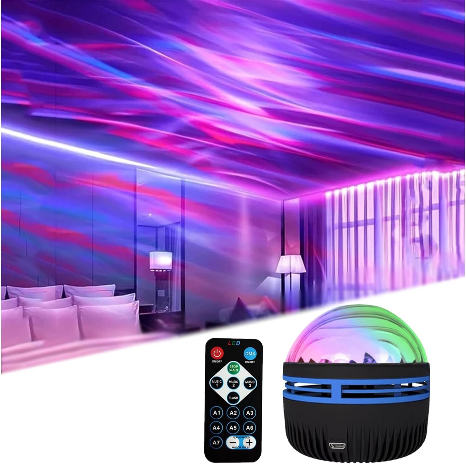 2 in 1 Northern Lights and Ocean Wave Projector with different different Effects of Galaxy Light for Parties, Light Projector for Bedroom