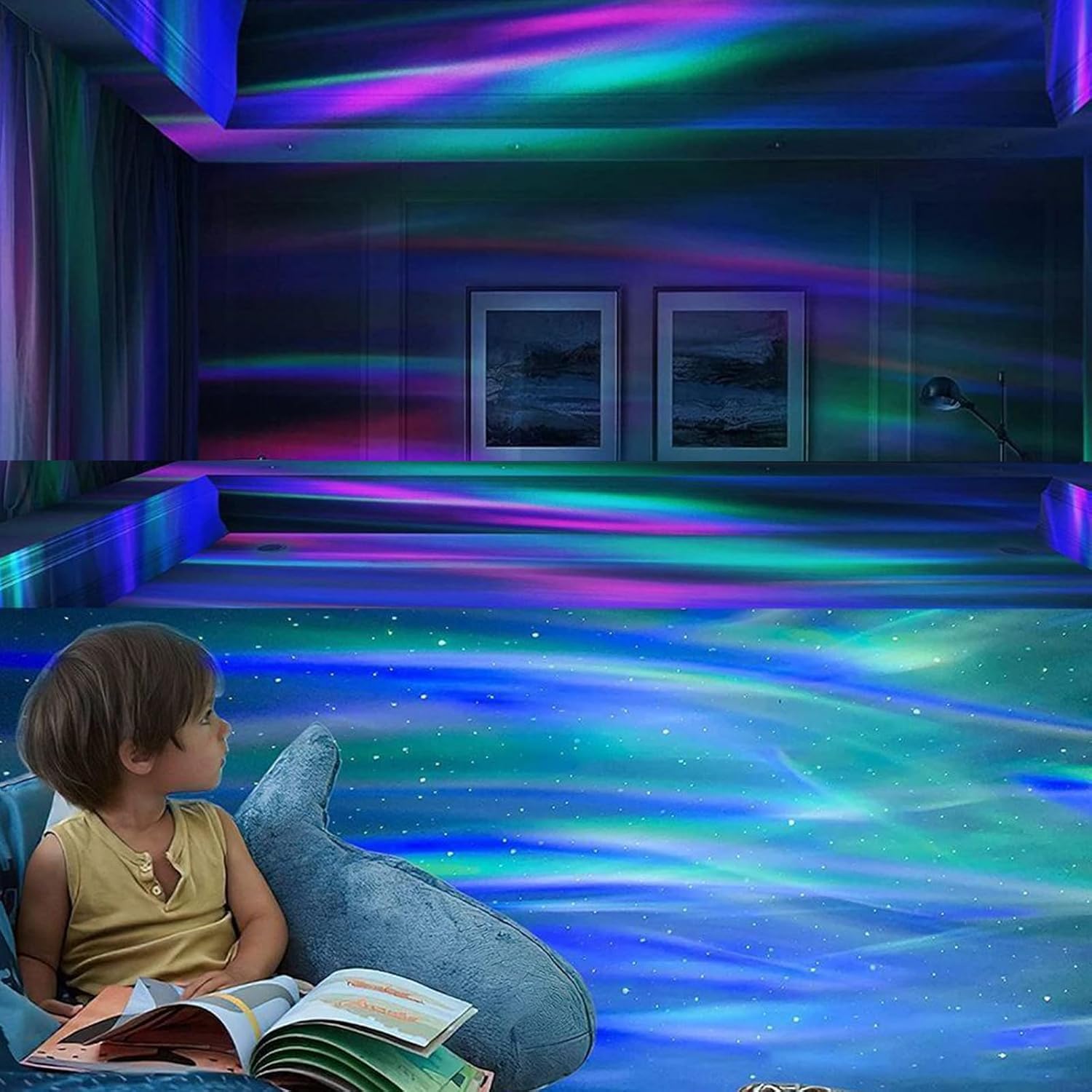 2 in 1 Northern Lights and Ocean Wave Projector with different different Effects of Galaxy Light for Parties, Light Projector for Bedroom