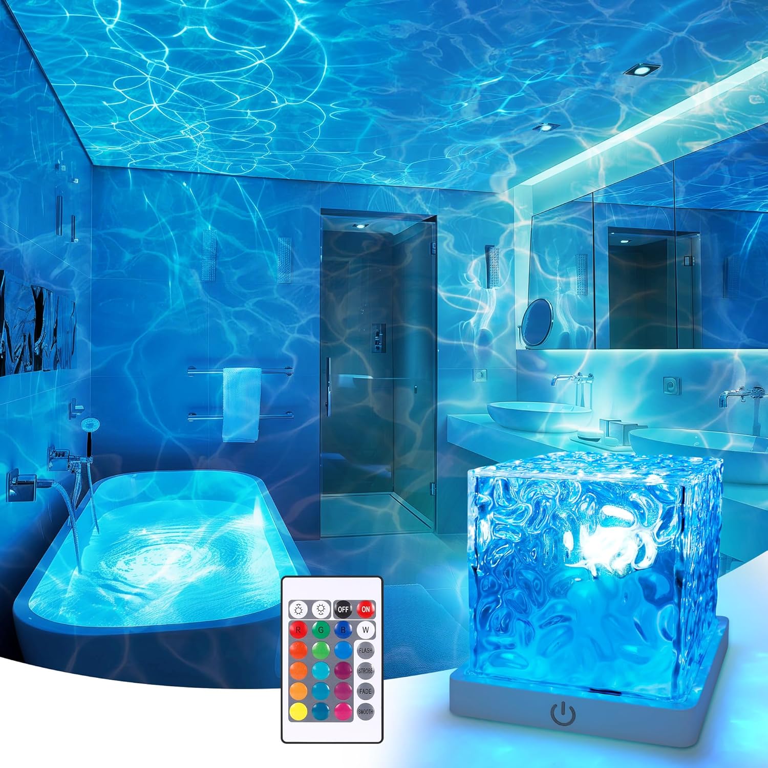 Remote control 16color Water Ripple High Modern Aesthetic Bedside Dynamic Night Lamp
