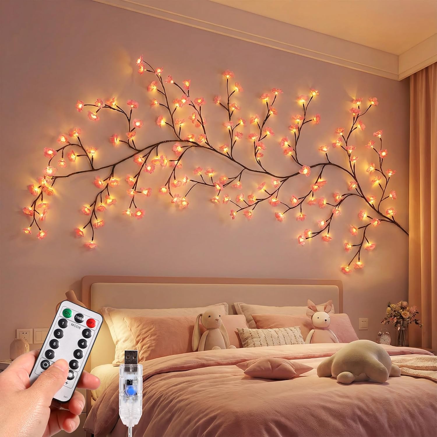 Remote control japanese sakura cherry blossom branch light