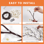 Remot-control japanese white cherry blossom branch light