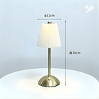 Rechargeable Nordic Pleated Luxury Table Lamp with Elegant Golden Brass Stand