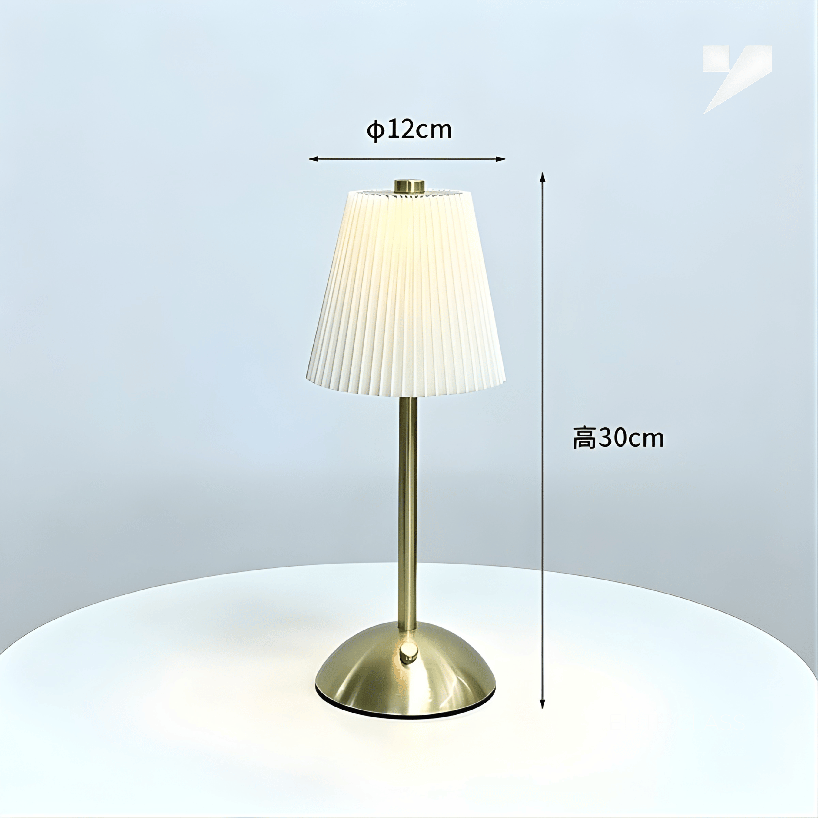 Rechargeable Nordic Pleated Luxury Table Lamp with Elegant Golden Brass Stand