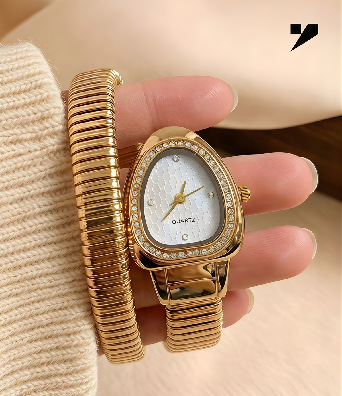 Serpentine Gold – Luxury Snake Wrap Watch for Women