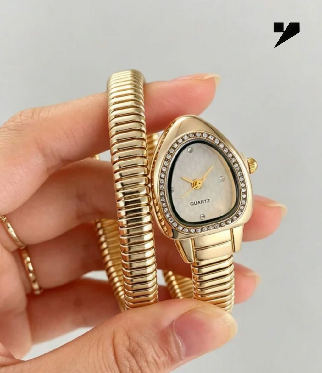 Serpentine Gold – Luxury Snake Wrap Watch for Women
