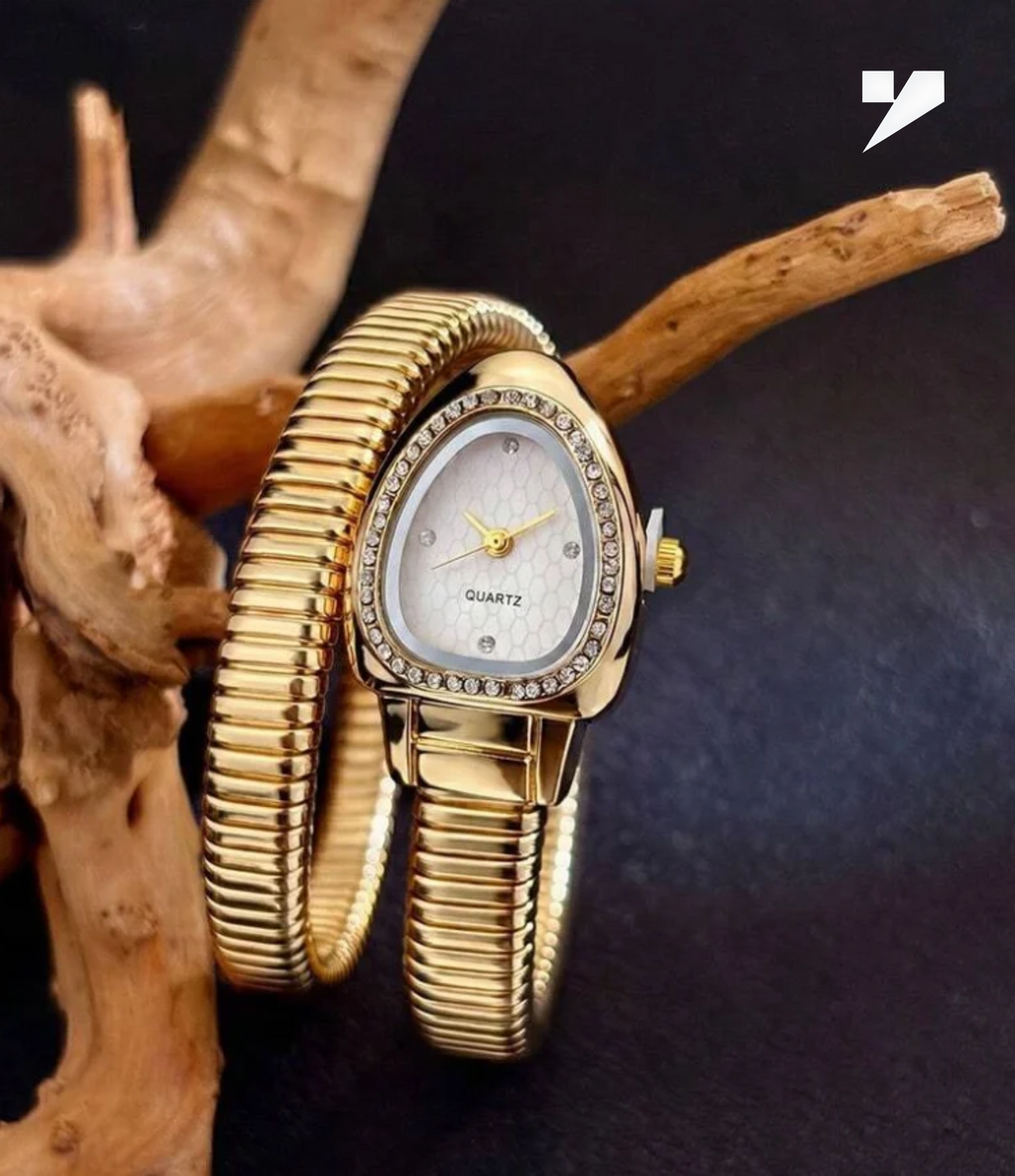 Serpentine Gold – Luxury Snake Wrap Watch for Women