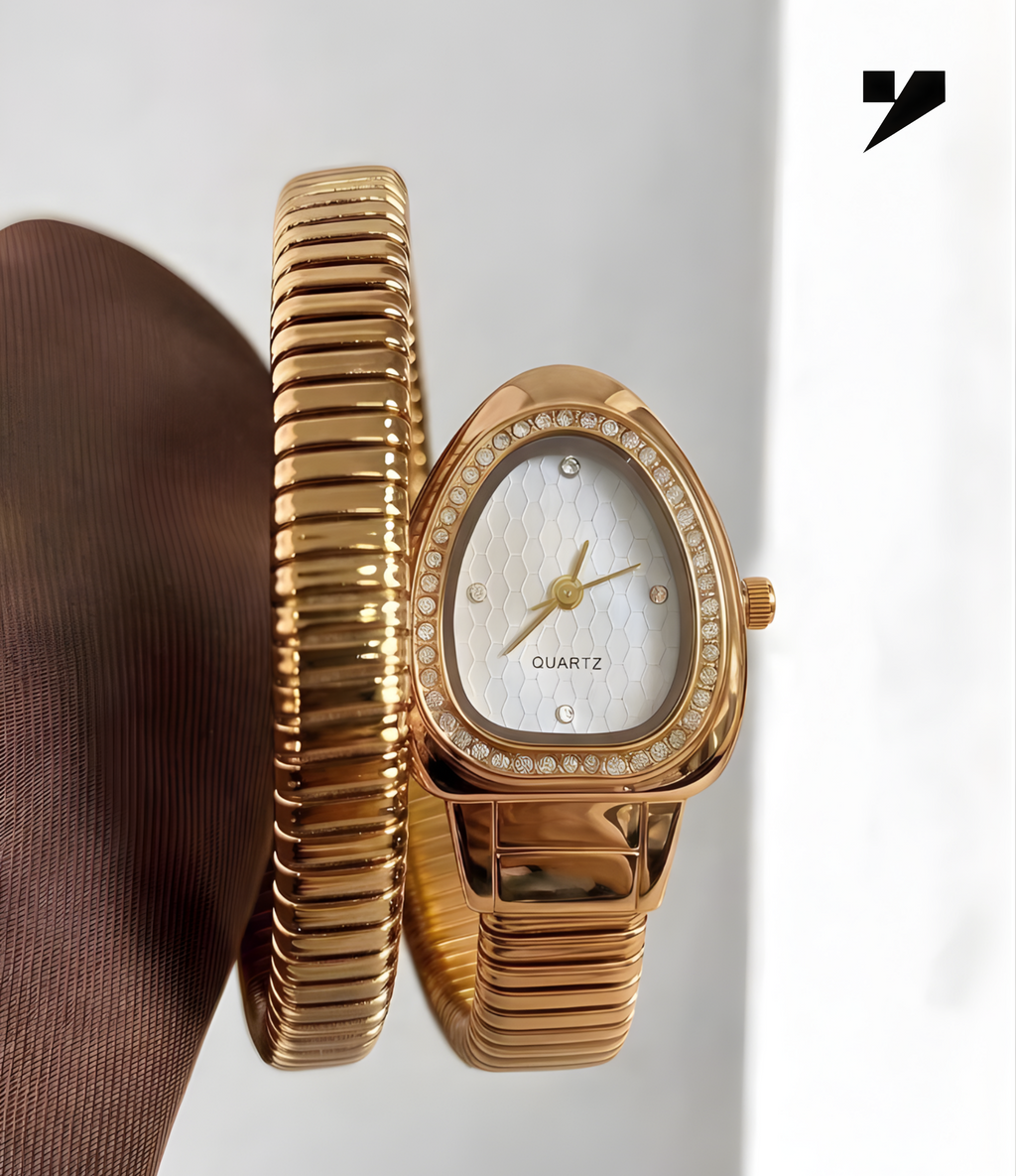 Serpentine Gold – Luxury Snake Wrap Watch for Women