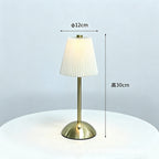 Rechargeable Nordic Pleated Luxury Table Lamp with Elegant Golden Brass Stand