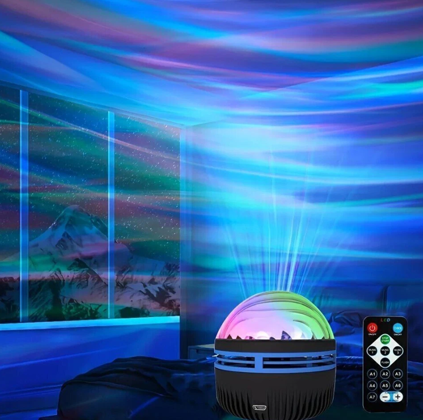 2 in 1 Northern Ocean Wave Projector, 360° Galaxy & Aurora Lamp