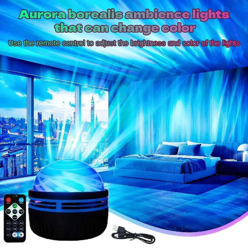 2 in 1 Northern Ocean Wave Projector, 360° Galaxy & Aurora Lamp