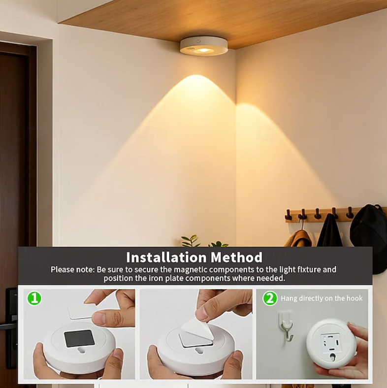3-Pack Rechargeable Motion Sensor Spotlights for Premium Cabinets & Closets